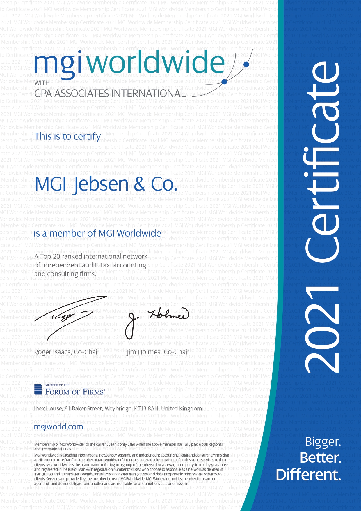 Certificado MGI 2021