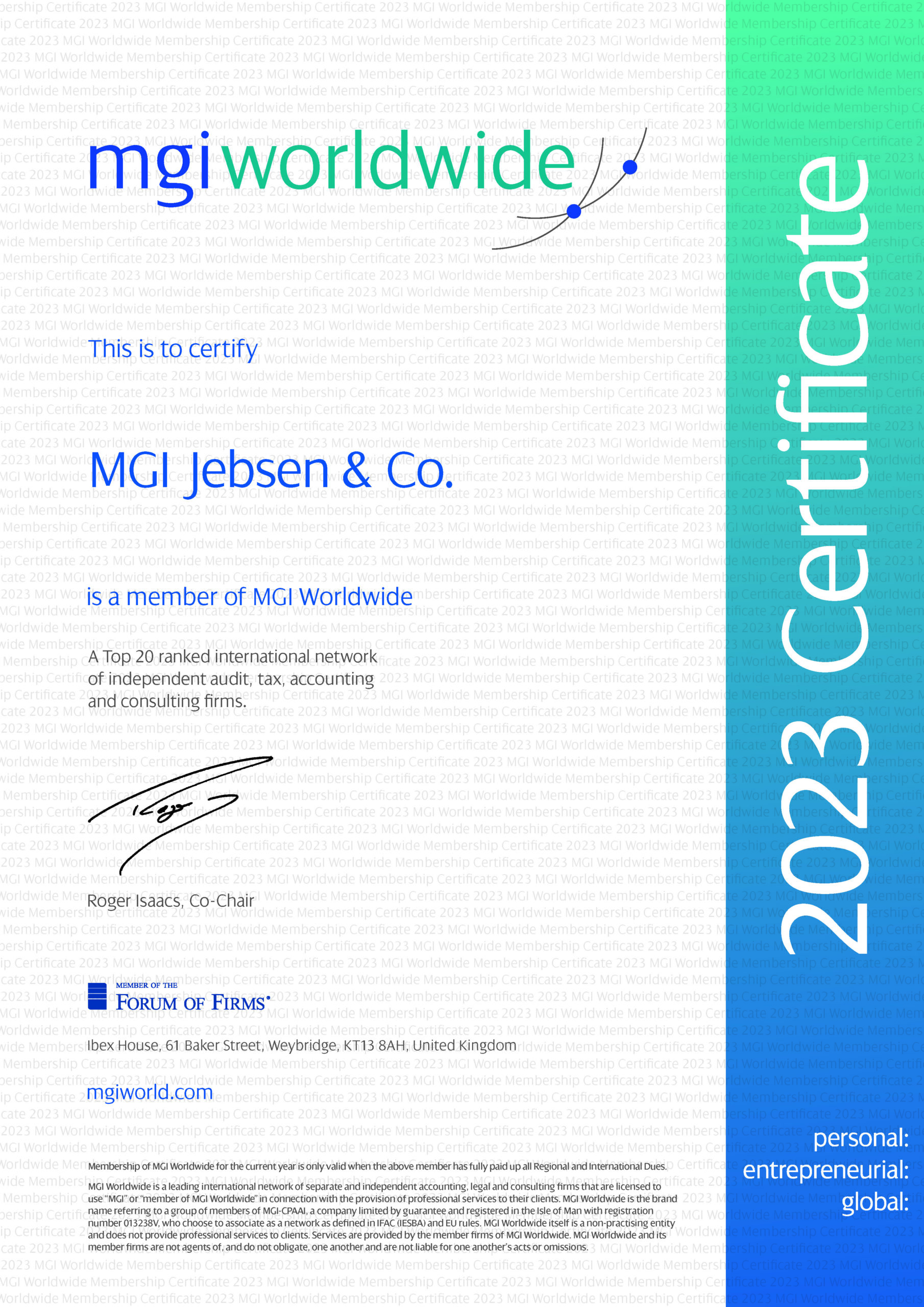 MGI Cert 2023 - MGI Jebsen