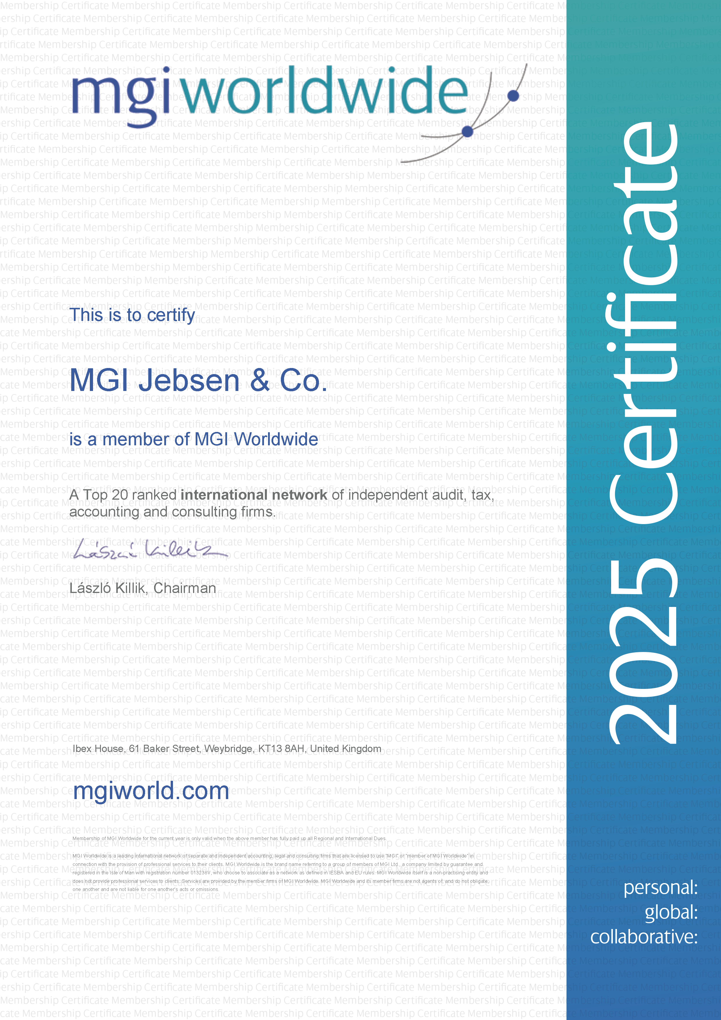 MGI Certificate 2025